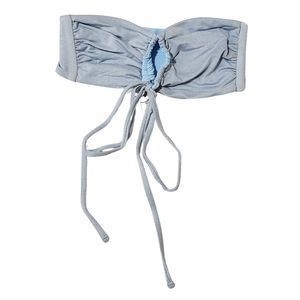 L SPACE Women's Dawn Swim Bikini Top Metallic Shimmer Finish Sky Blue Small NWT